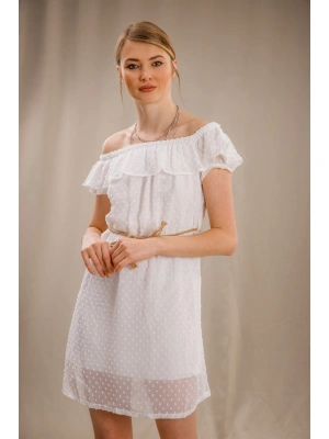 Madonna Yaka Elbise - BEYAZ