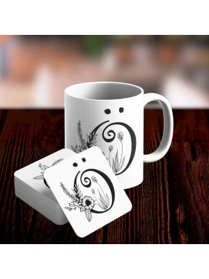 Ö Harfi Tasarımlı Kupa ve Bardak Altlığı Seti