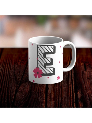 Özel Tasarım E Harfi Beyaz Kupa Bardak