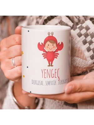 Yengeç Burcu Özel Sevimli Beyaz Kupa Bardak