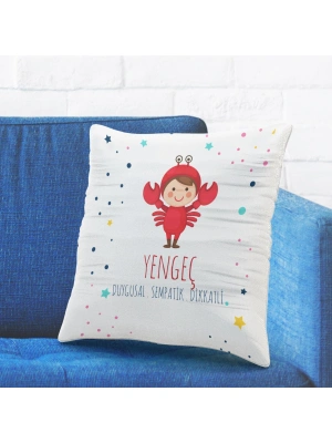 Yengeç Burcuna Özel Tasarımlı Sevimli Yastık Kılıfı