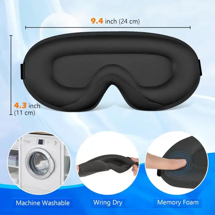 %100 Işık Engelleyen 3d Face Design Uyku Maskesi Siyah - Ayarlı Dolgulu Nefes Alabilen Göz Bandı