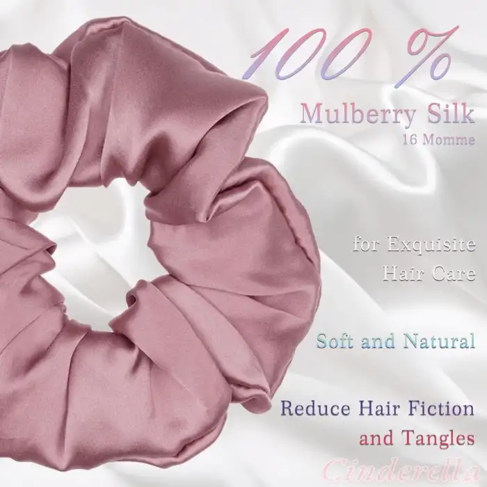 %100 Mulberry Saf İpek Saç Tokası 3.5cm - Saçı Acıtmayan Yumuşak Scrunchie Saç Lastiği Toka Model-6