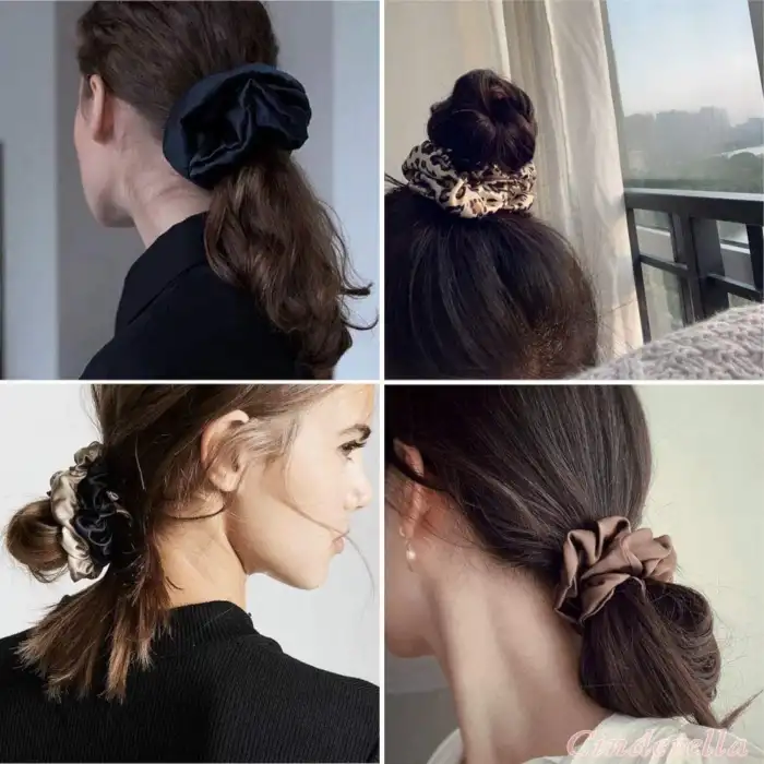 %100 Mulberry Saf İpek Saç Tokası 3.5cm - Saçı Acıtmayan Yumuşak Scrunchie Saç Lastiği Toka Model-6