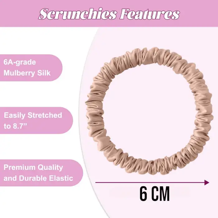%100 Saf Dut İpek Küçük Scrunchie Saç Tokası Lila - Günlük Pratik Ekstra Elastik Simit Lastikli Toka