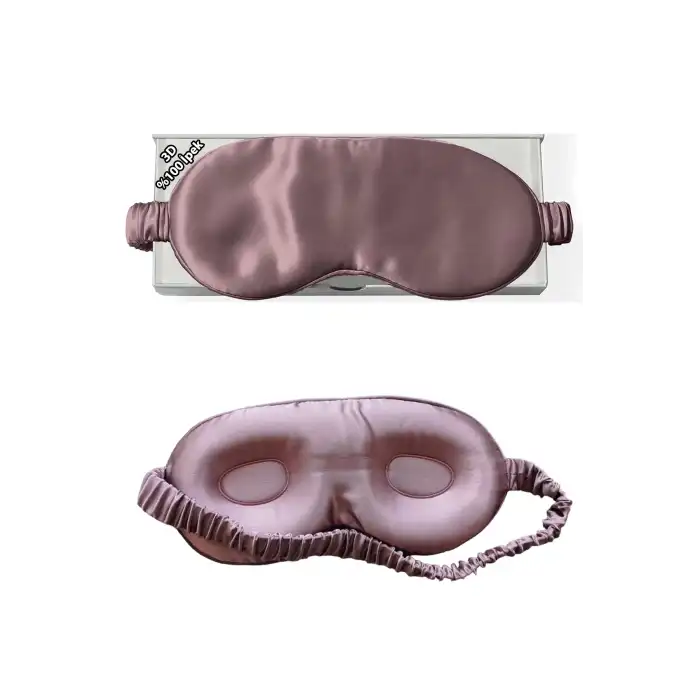 %100 Saf İpek 3D Uyku Maskesi Leylak - %100 Işık Engelleyen Yumuşak Dolgulu Nefes Alabilen Göz Bandı