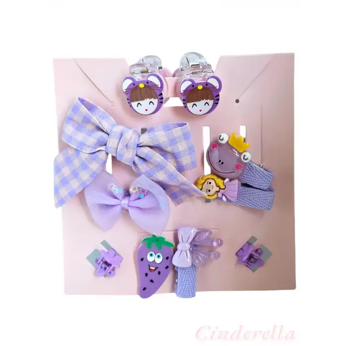 10lu Hediyelik Kutulu Bebek Toka Seti - Kız Çocuk Lastikli Çıtçıt Pens Klips Saç Tokası Model-1