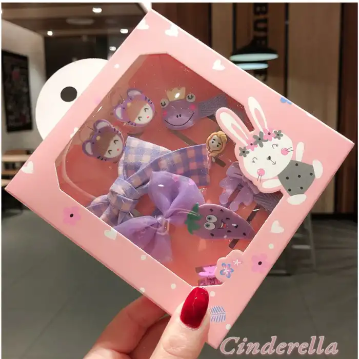 10lu Hediyelik Kutulu Bebek Toka Seti - Kız Çocuk Lastikli Çıtçıt Pens Klips Saç Tokası Model-1