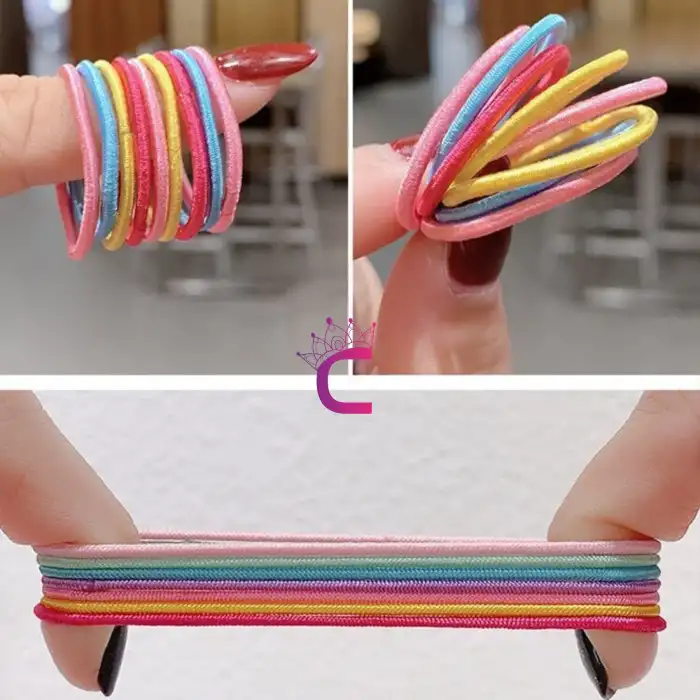 100lü Dayanıklı Elastik Renkli Lastik Toka Seti - Günlük Kullanım Lastikli Saç Lastiği Örgü Tokası