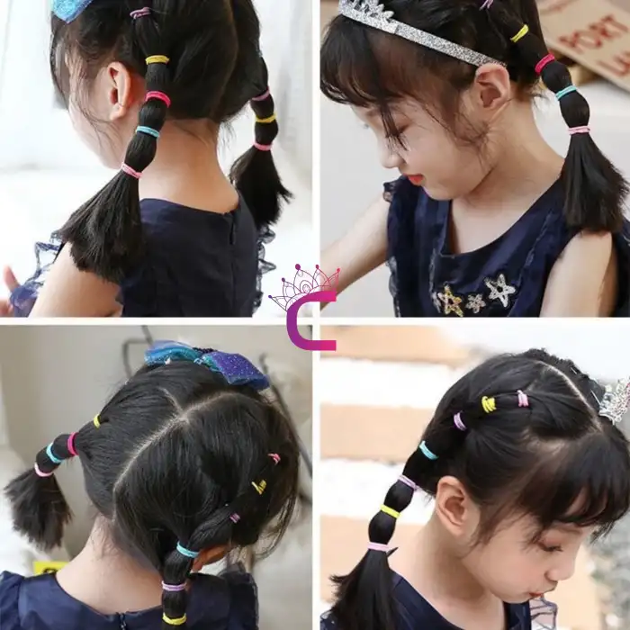 100lü Dayanıklı Elastik Renkli Lastik Toka Seti - Günlük Kullanım Lastikli Saç Lastiği Örgü Tokası