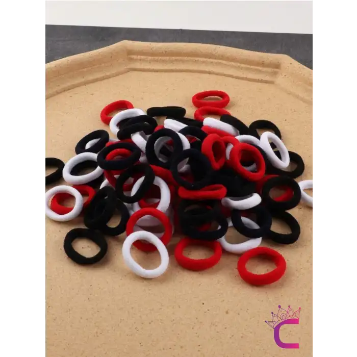 100lü Renkli Çantalı Minik Havlu Lastik Toka Seti - Günlük Kadın Çocuk Yumuşak Lastikli Saç Tokası