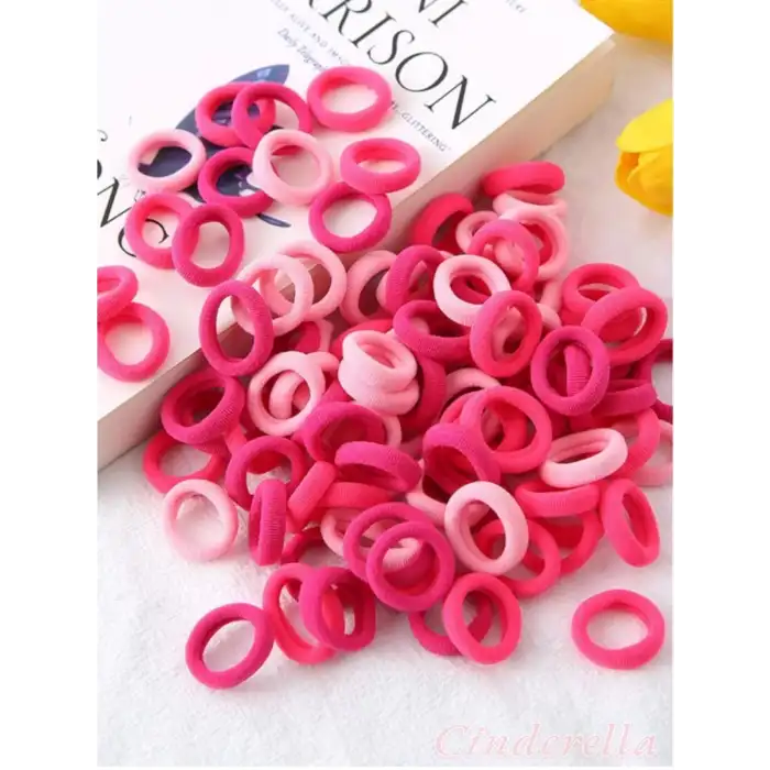 100lü Şeffaf Çantalı Minik Havlu Lastik Toka Seti - Küçük Yumuşak Çocuk Bebek Saç Tokası Model-1