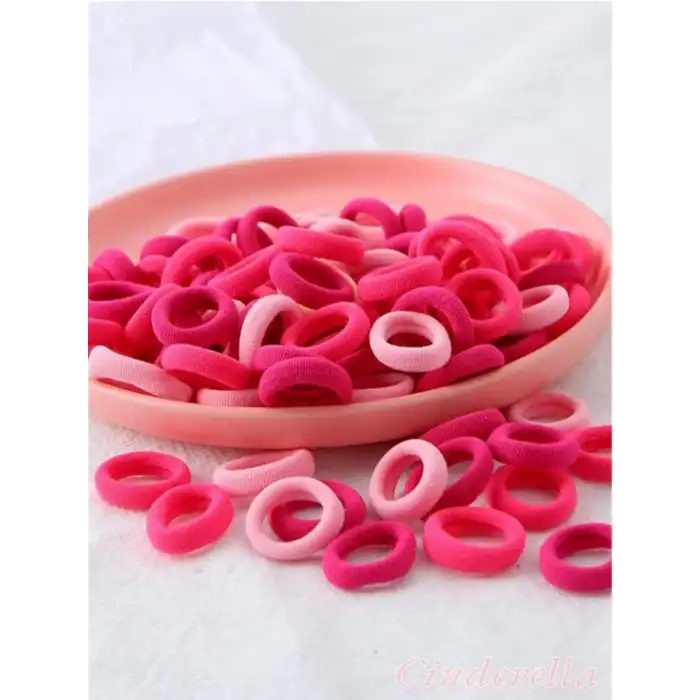 100lü Şeffaf Çantalı Minik Havlu Lastik Toka Seti - Küçük Yumuşak Çocuk Bebek Saç Tokası Model-1