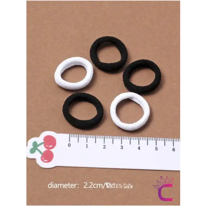 100lü Siyah Beyaz Çantalı Minik Elastik Lastik Toka Seti - Kadın Çocuk Yumuşak Saç Tokası Model-4