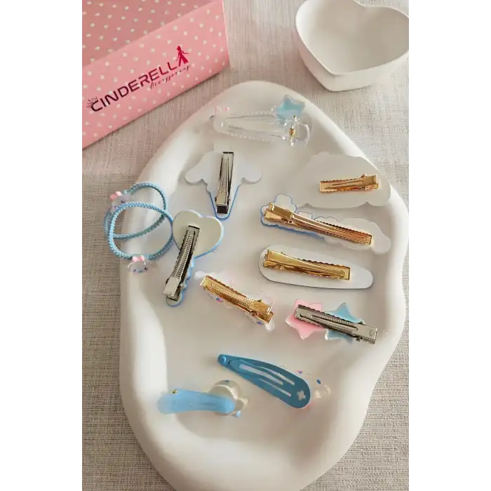 12li Özel Hediyelik Kutulu Cinnamoroll Toka Seti - Kız Çocuk Bebek Saç Tokası Doğum Günü Hediyesi