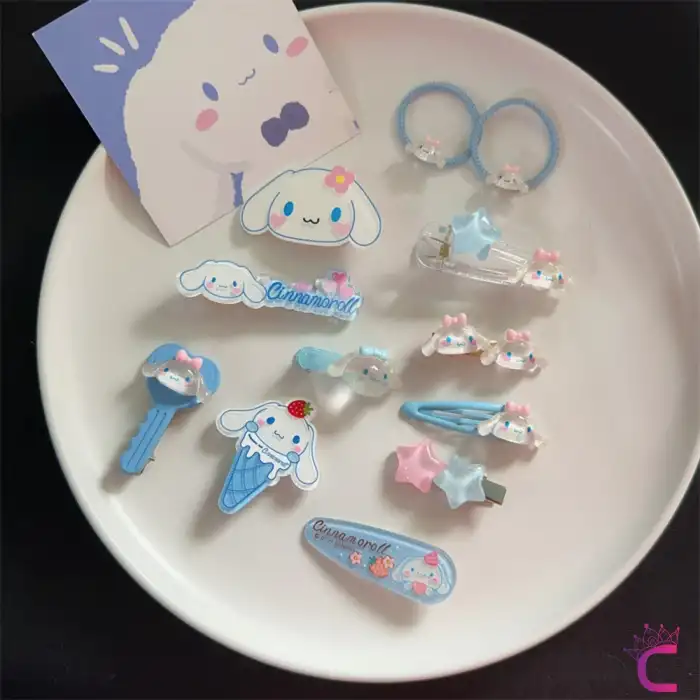 12li Özel Hediyelik Kutulu Cinnamoroll Toka Seti - Kız Çocuk Bebek Saç Tokası Doğum Günü Hediyesi
