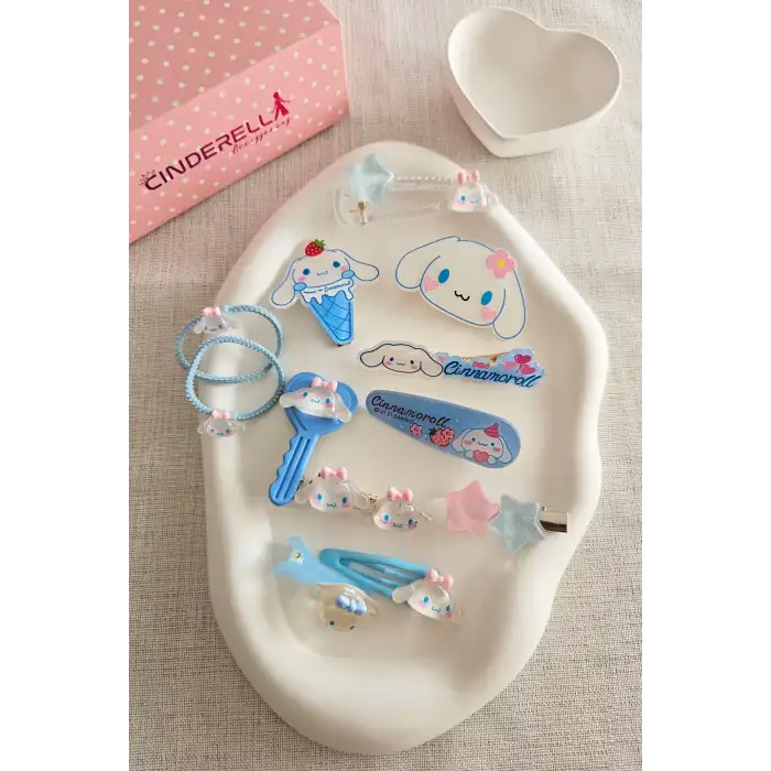 12li Özel Hediyelik Kutulu Cinnamoroll Toka Seti - Kız Çocuk Bebek Saç Tokası Doğum Günü Hediyesi