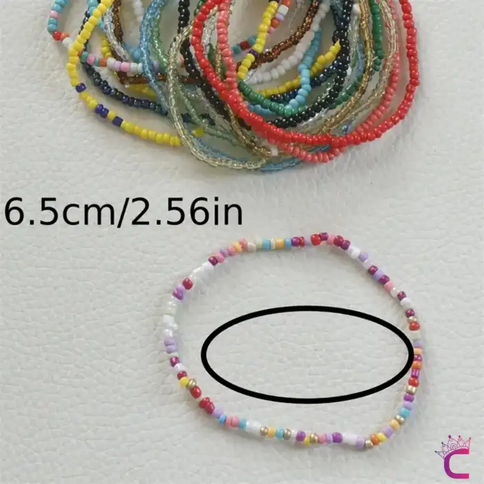 18li Kombin Halhal Renkli Boncuklu Kadın Halhal Seti