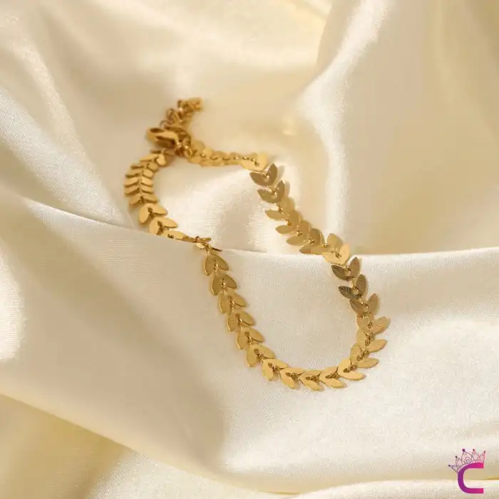 18k Altın Kaplama Paslanmaz Çelik İtalyan Zincir Kadın Halhal Gold - Plaj Deniz Takısı Bileklik