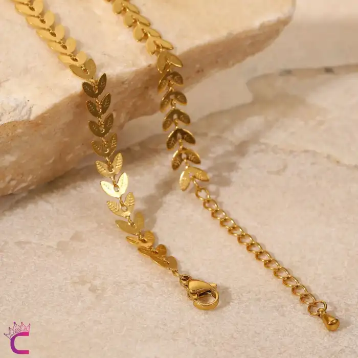 18k Altın Kaplama Paslanmaz Çelik İtalyan Zincir Kadın Halhal Gold - Plaj Deniz Takısı Bileklik