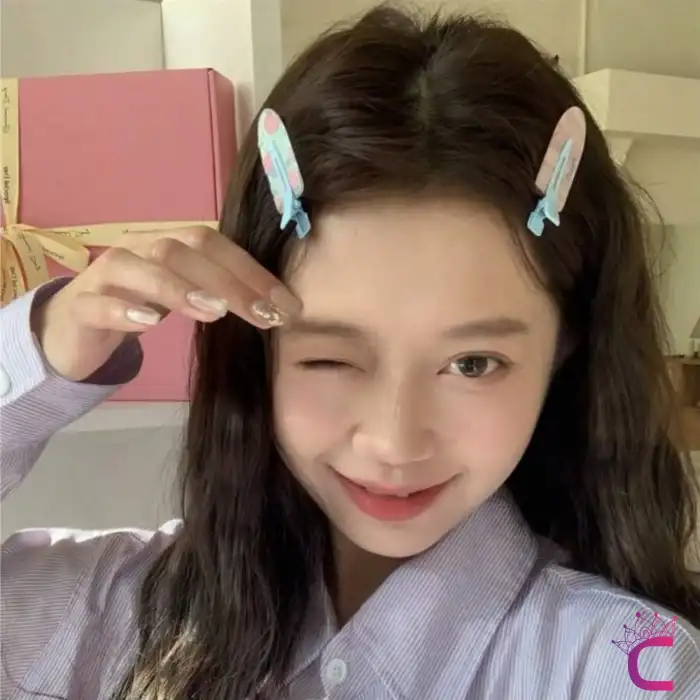 2li Asetat Dayanıklı İz Yapmayan Makyaj Tokası Şeftali Desen - Cilt Bakımı Klips Saç Pens Toka Seti