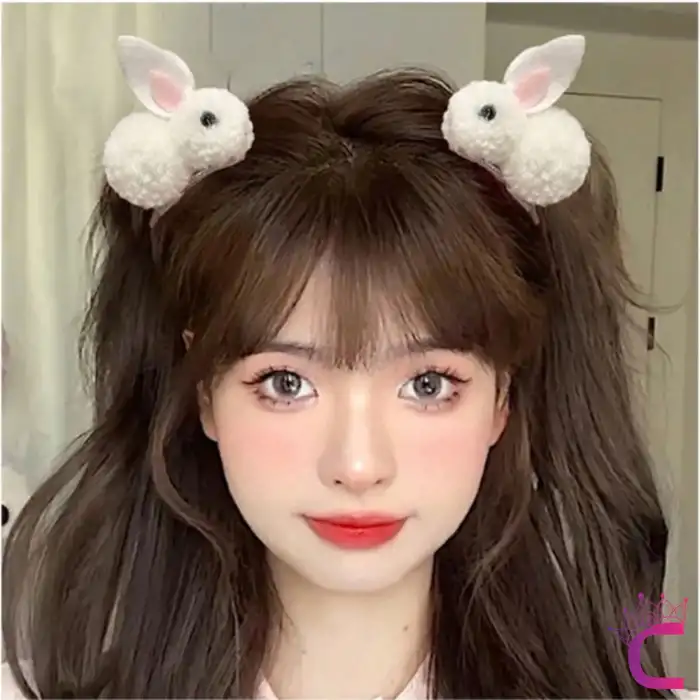 2li Beyaz Tavşanlı Yumuşak Astarlı Klips Toka Seti - Kız Bebek Çocuk Klipsli Pens Saç Tokası