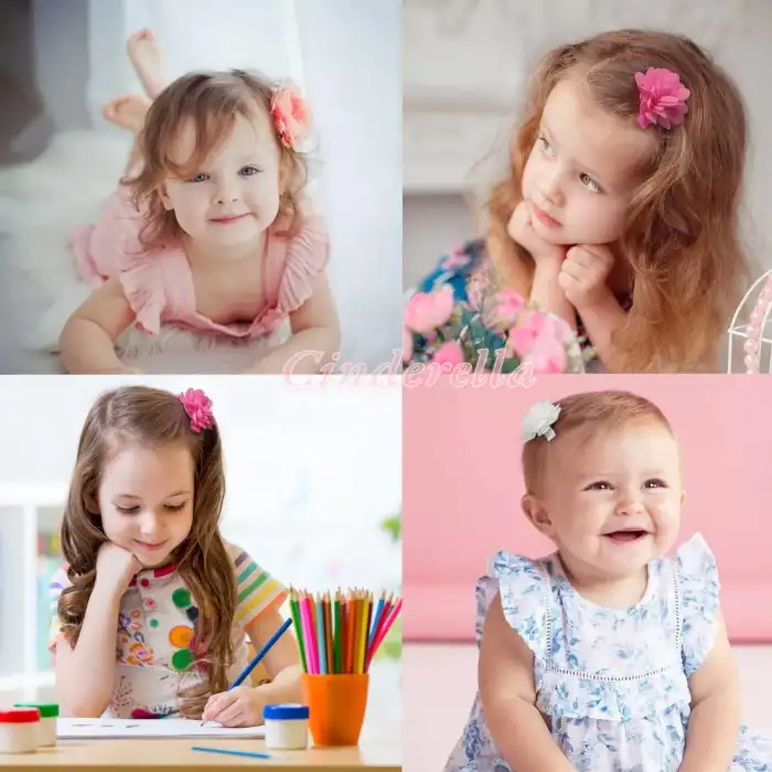 2li Chiffon Flower Kız Çocuk Toka Seti Somon - Çiçekli Bebek Çocuk Saç Tokası Klips Pens Toka