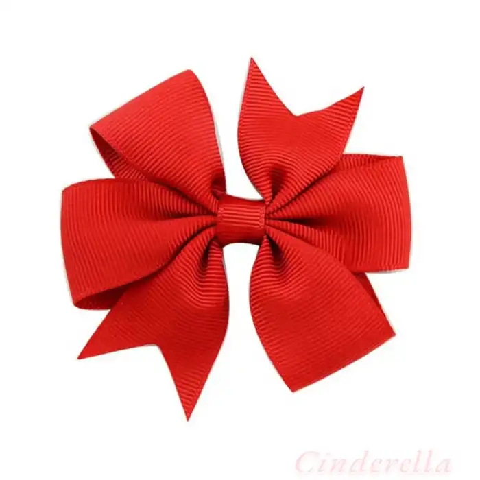 2li Çocuk Saten Fiyonk Toka Seti Kırmızı - 23 Nisan Kurdele Fiyonklu Klips Pens Saç Tokası