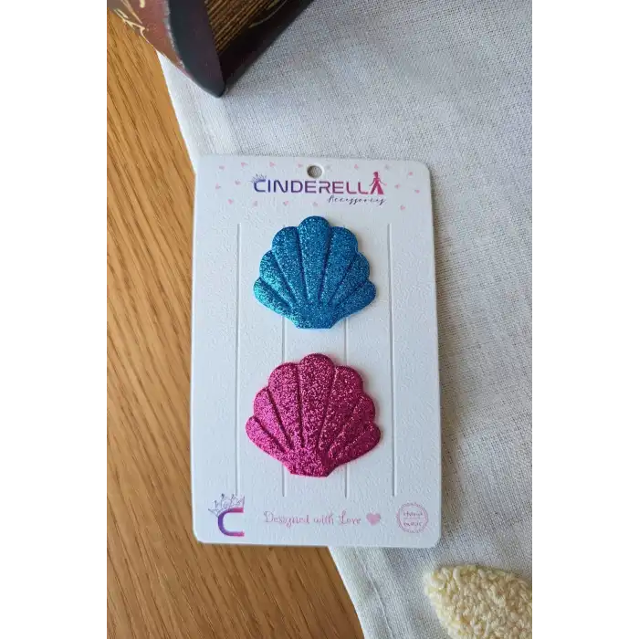 2li Deniz Kabuğu Tasarım Saçsız Bebek Tokası - Az Saçlı Kız Bebek Çıtçıtlı Yenidoğan Toka Seti