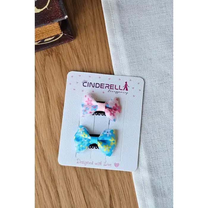 2li Fiyonklu Çiçekli Saçsız Bebek Tokası - Az Saçlı Kız Bebek Toka Seti Çıtçıtlı Yenidoğan Tokası