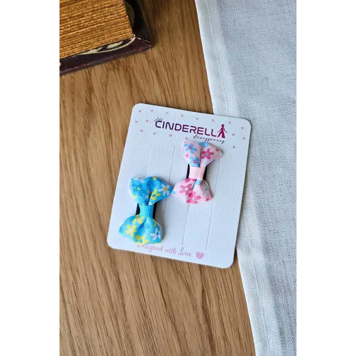 2li Fiyonklu Çiçekli Saçsız Bebek Tokası - Az Saçlı Kız Bebek Toka Seti Çıtçıtlı Yenidoğan Tokası