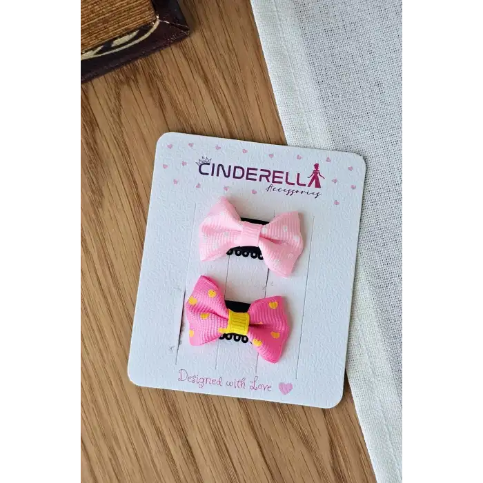 2li Fiyonklu Kurdele Saçsız Bebek Tokası - Az Saçlı Kız Bebek Toka Seti Çıtçıtlı Yenidoğan Tokası