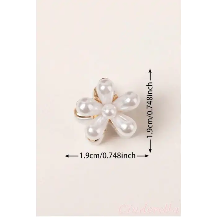 2li İnci Çiçek Tasarımlı Metal Saç Pençe Klips Seti - Doğum Günü ve Düğün için Saç Aksesuarı Tokası