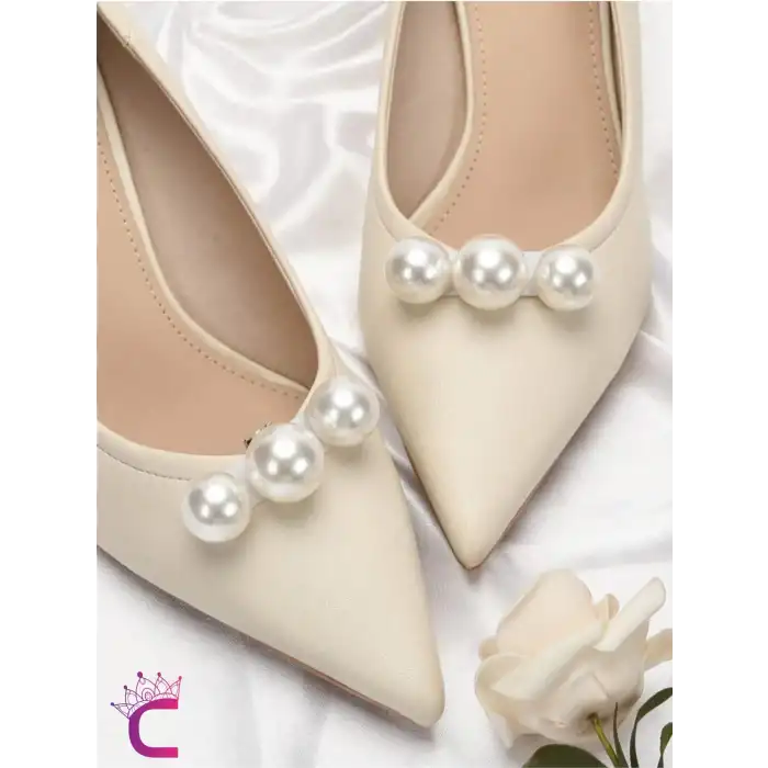 2li İncili Taşlı Çıkarılabilir Klipsli Ayakkabı Süsü - Zarif Hediyelik Ayakkabı Charmı Tokası