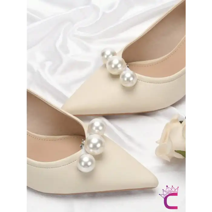 2li İncili Taşlı Çıkarılabilir Klipsli Ayakkabı Süsü - Zarif Hediyelik Ayakkabı Charmı Tokası