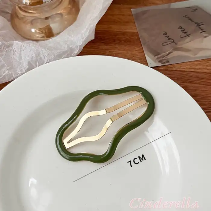 2li Büyük Boy Kadın Moda Çıtçıtlı Metal Yan Saç Tokası 7cm Yeşil - Yeni Sezon Yan Çıt Çıt Toka