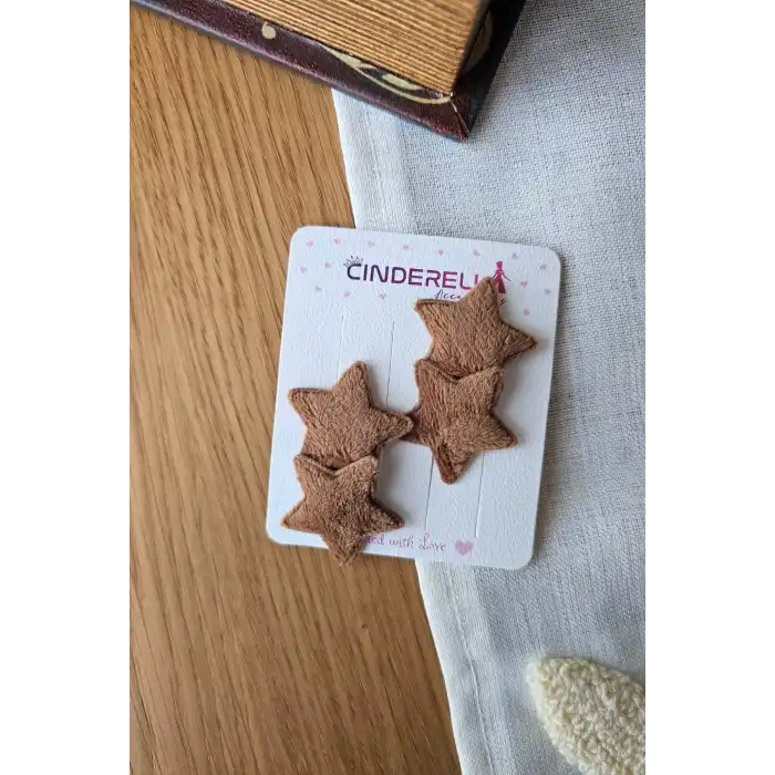 2li Kahverengi Peluş Tüylü Saçsız Bebek Tokası - Az Saçlı Kız Bebek Çıtçıtlı Yenidoğan Toka Seti