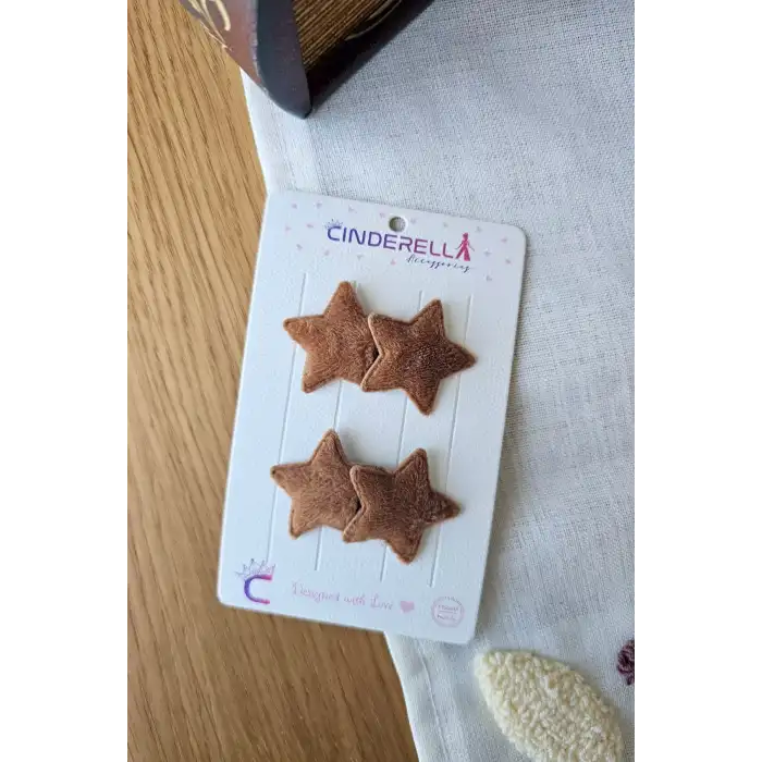 2li Kahverengi Peluş Tüylü Saçsız Bebek Tokası - Az Saçlı Kız Bebek Çıtçıtlı Yenidoğan Toka Seti