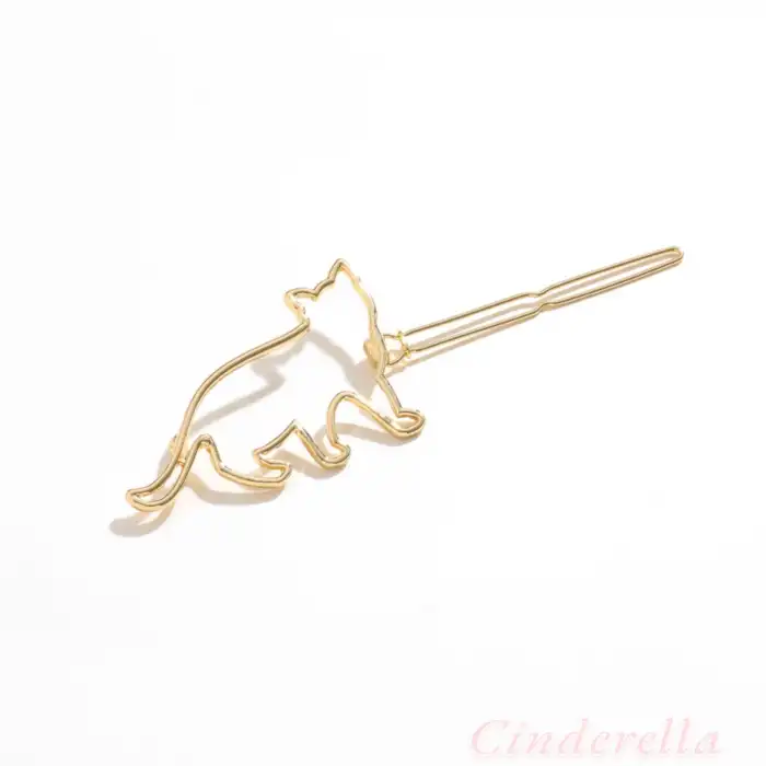 2li Kedi Figürlü Klipsli Metal Saç Tokası Gold - Sade Ve Şık Kıstırmalı Saç Toka