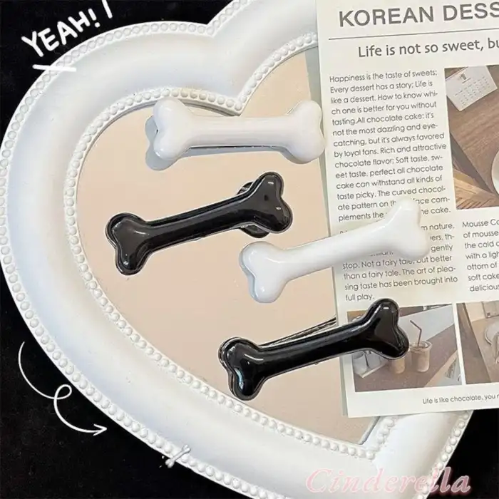 2li Kemik Şeklinde Sevimli Pens Çocuk Saç Tokası Siyah - Parti Doğum Günü Eğlenceli Klips Toka