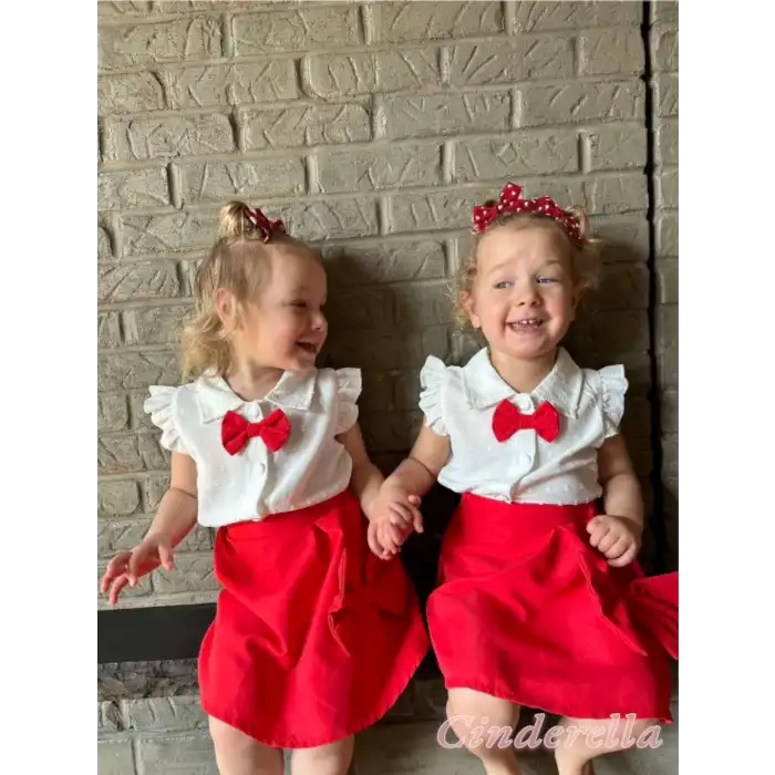 2li Kız Çocuk Fiyonk Pens Toka Seti Kırmızı Tonlu - Kurdele Fiyonklu Klips Saç Tokası Model-1