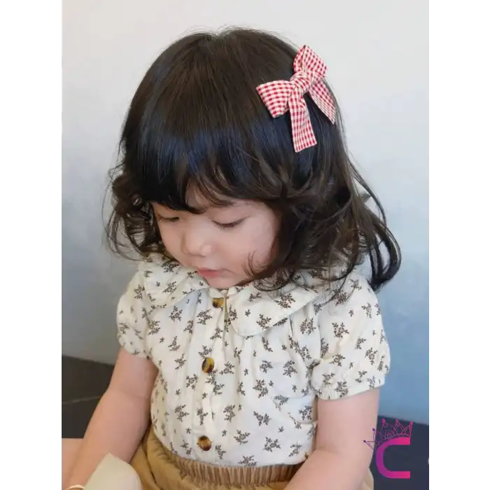 2li Kız Çocuk Fiyonk Pens Toka Seti Kırmızı Tonlu - Kurdele Fiyonklu Klips Saç Tokası Model-2