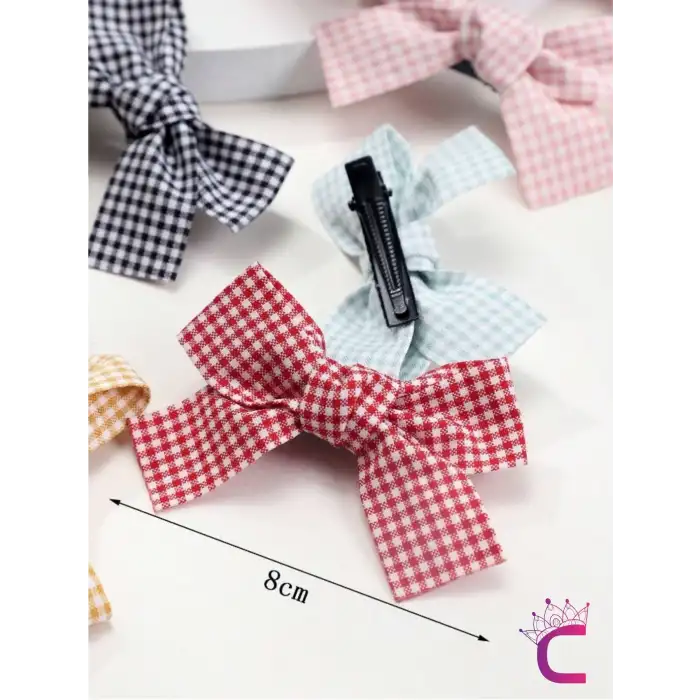 2li Kız Çocuk Fiyonk Pens Toka Seti Kırmızı Tonlu - Kurdele Fiyonklu Klips Saç Tokası Model-5