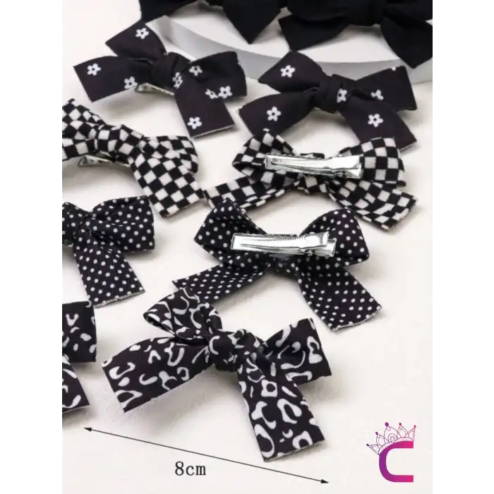 2li Kız Çocuk Fiyonk Toka Seti Siyah Soft Renkli - Fiyonklu Kurdele Klips Pens Bebek Saç Tokası