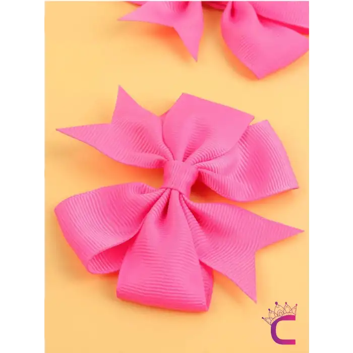 2li Kız Çocuk Grogren Saten Fiyonk Toka Seti Pembe - Fiyonklu Kurdele Klips Pens Saç Tokası