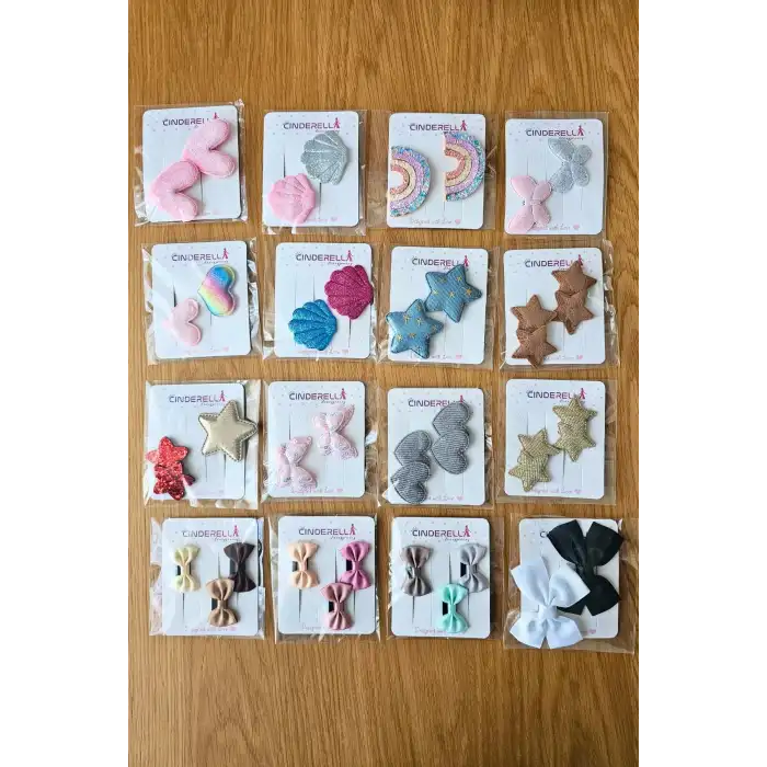 2li Yaldız Gold Renk Çift Yıldızlı Saçsız Bebek Tokası - Az Saçlı Kız Bebek Çıtçıtlı Yenidoğan Toka