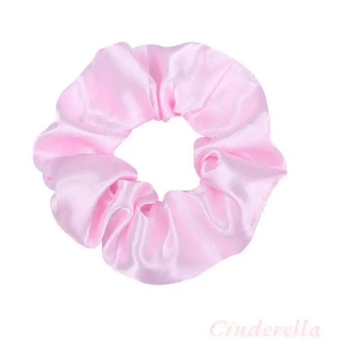 2li Saten Siyah & Pembe Orta Boy Scrunchie Simit Toka - Renkli Lastikli Saç Topuz Tokası