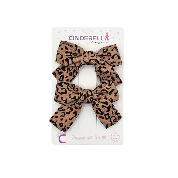 2li Soft Bej Kahve Tonlu Kız Çocuk Fiyonk Toka Seti - Tarz Fiyonklu Kurdele Pens Bebek Saç Tokası