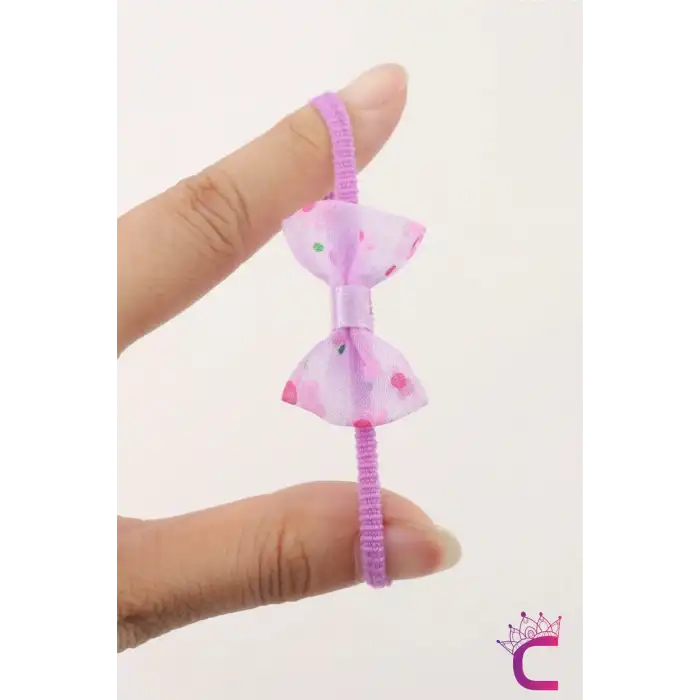 20li Çantalı Çiçekli Fiyonk Kız Bebek Yumuşak Havlu Lastik Toka Seti - Kurdeleli Çocuk Saç Tokası