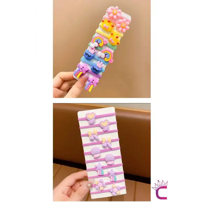 20li Çantalı Yumuşak Acıtmaz Kız Bebek Havlu Lastik Toka Seti - Renkli Çocuk Lastikli Saç Tokası